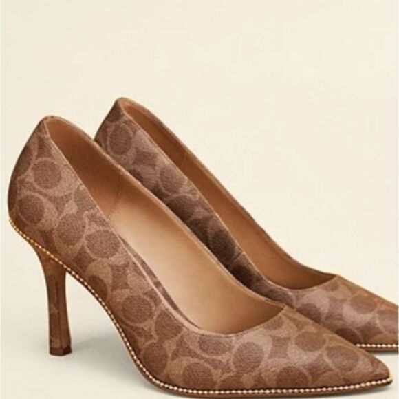 Coach Samantha Signature Coated Canvas Dress Pumps- Tan - Picture 1 of 10